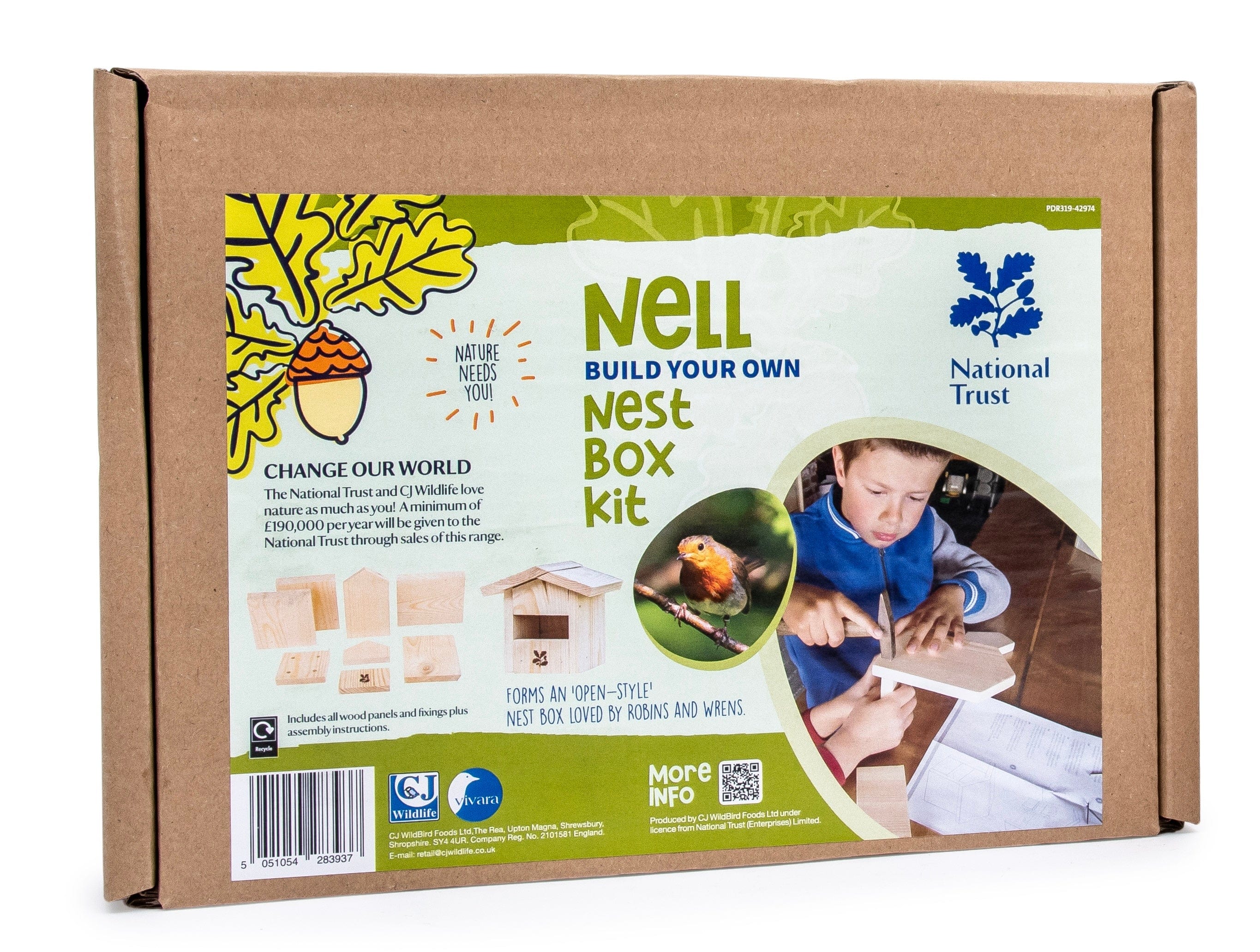 Children's National Trust Build Your Own Robin Nest Box Kit - Image 4